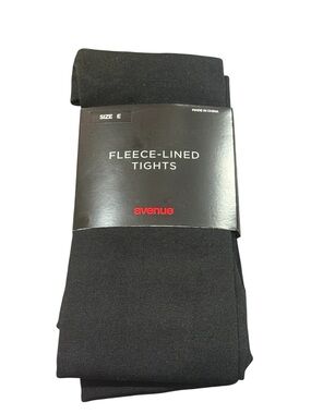 Avenue Plus Size Fleece-Lined Tights - Black Size E